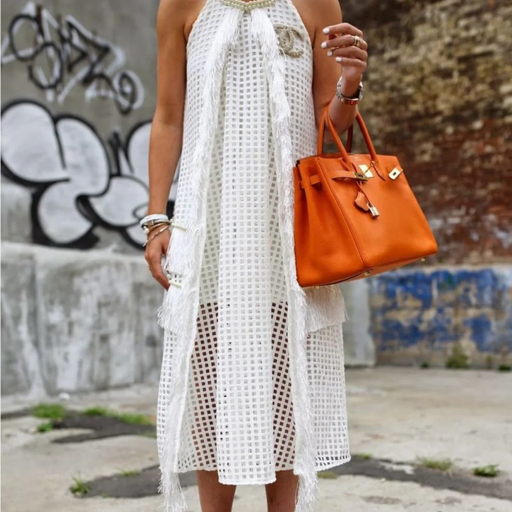 Self Portrait White Mesh Dress Small US 4-6 - Picture 2 of 3